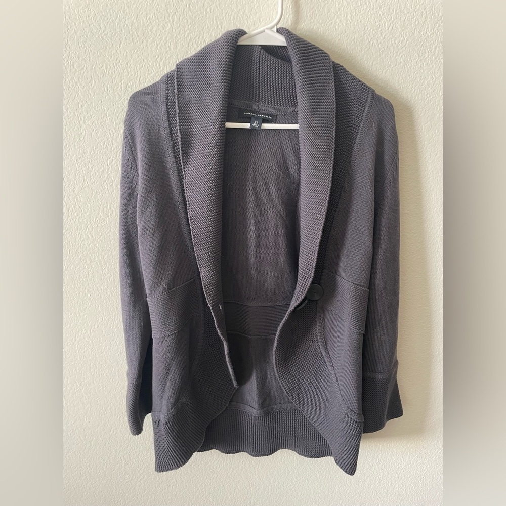 Banana republic dark grey heavy knit cardigan sweater